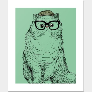 hipster Cat cat Posters and Art